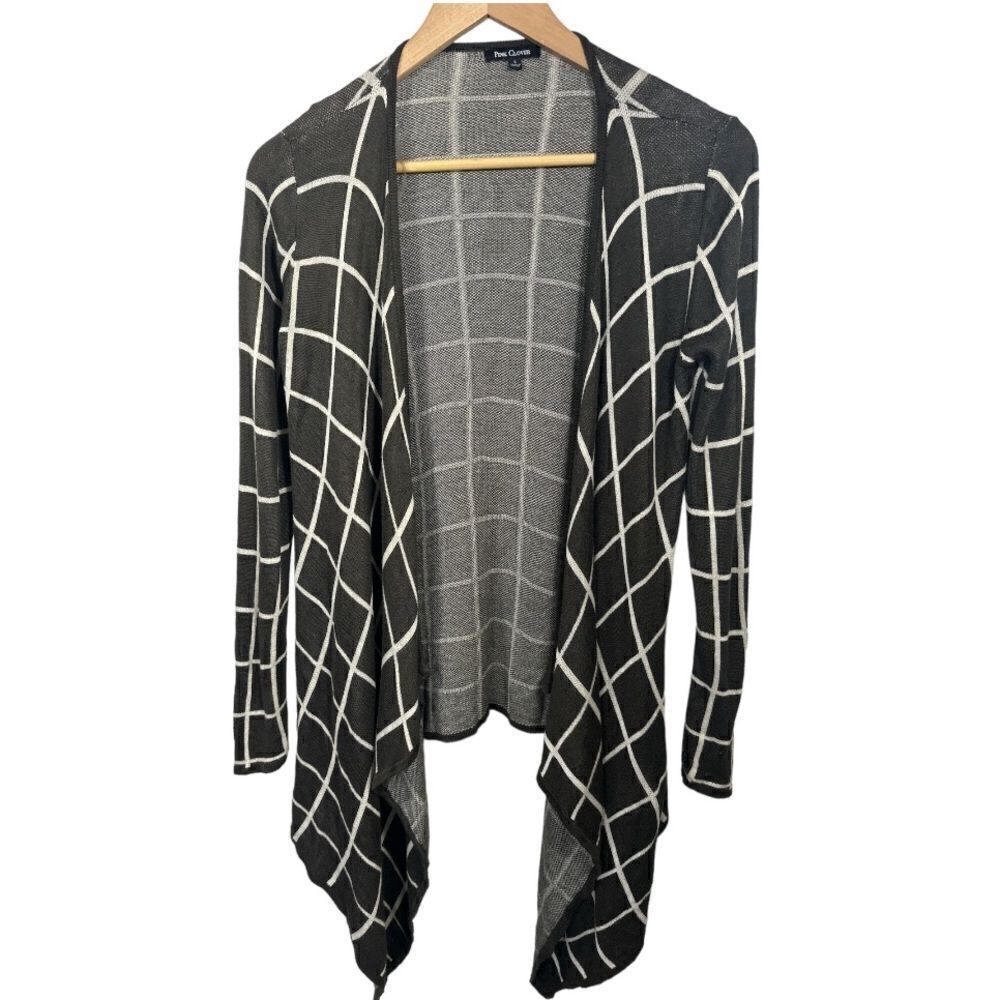 PINK CLOVER/STITCH FIX Women’s Krista Graphic Open Cardigan Green/White Small